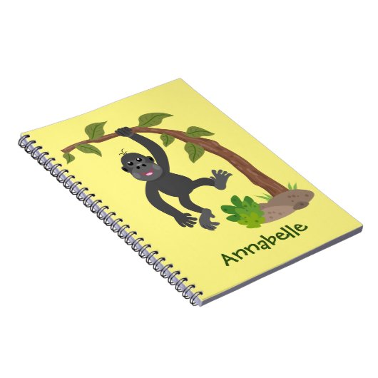 Cute gelukkige baby gorilla cartoonillustratie notitieboek (Rechterzijde)