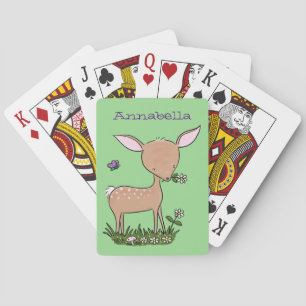 Cute gelukkige baby hert cartoon illustratie pokerkaarten
