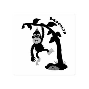 Cute gelukkige baby orang-oetan cartoonillustratie rubberstempel