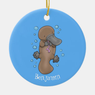 Cute gelukkige baby vogelbekdier cartoonillustrati keramisch ornament