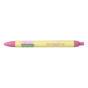 Cute gelukkige cupcake cartoon illustratie zwarte inkt pen