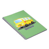 Cute gelukkige gele schoolbus cartoon notitieboek (Rechterzijde)