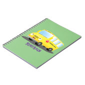 Cute gelukkige gele schoolbus cartoon notitieboek (Linkerzijde)