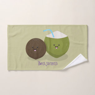 Cute gelukkige kawaii kokosnoten cartoonillustrati bad handdoek
