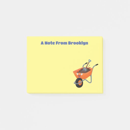 Cute gelukkige oranje kruiwagen cartoon illustrati post-it® notes (Voorkant)