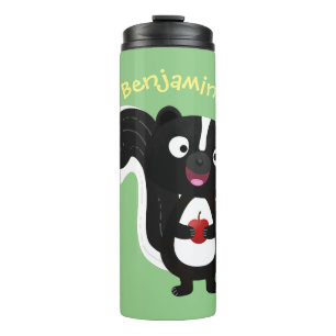 Cute gelukkige stinkdier cartoonillustratie thermosbeker