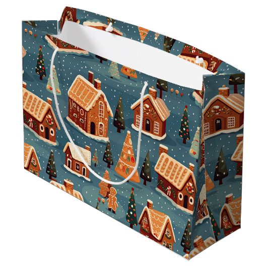 Cute Gemberhuisjes en Bomen Groot Cadeauzakje (Achterkant Gekanteld)