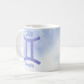 Cute Gemini Astrology Sign Speciaal Paars Koffiemok (Voorkant links)