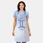 Cute Gemini Astrology Sign Speciaal Paars Schort (Gedragen)