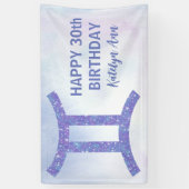 Cute Gemini Persoonlijke Paarse Happy Birthday Spandoek (Verticaal)