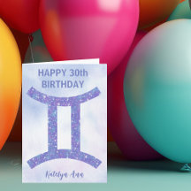Cute Gemini Sign Custom Paars Happy Birthday