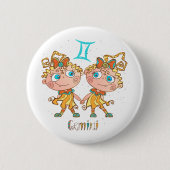 Cute Gemini Twins Ronde Button 5,7 Cm (Voorkant)