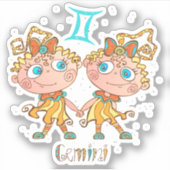 Cute Gemini Twins Sticker (Voorkant)
