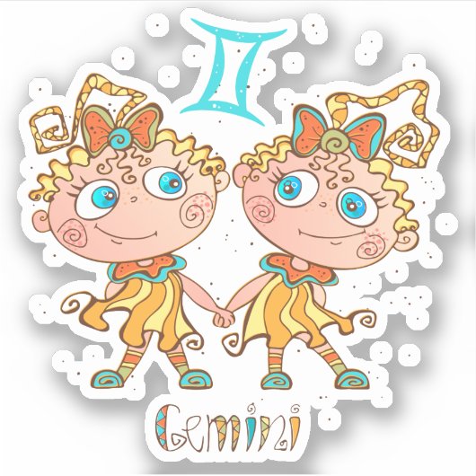 Cute Gemini Twins Sticker (Voorkant)