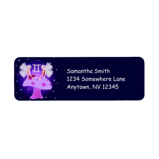 Cute Gemini Zodiac Custom Adresetiketten Etiket (Voorkant)