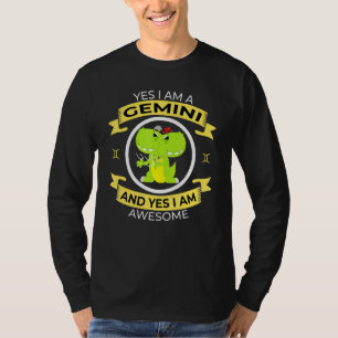 Cute Gemini Zodiac Sign Astrology T Rex Dinosaur H T-shirt