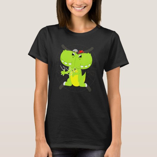 Cute Gemini Zodiac Sign Astrology T Rex Dinosaur H T-shirt (Voorkant)