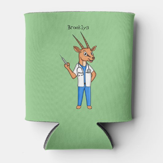 Cute Gemsbok antelope dokter cartoon Blikjeskoeler (Voorkant)