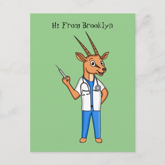 Cute Gemsbok antelope dokter cartoon Briefkaart (Voorkant)