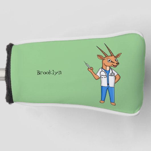 Cute Gemsbok antelope dokter cartoon Golfheadcover (Voorkant)