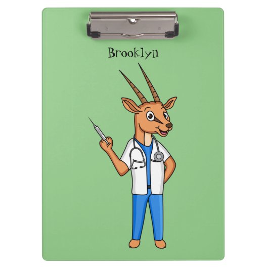 Cute Gemsbok antelope dokter cartoon Klembord (Voorkant)