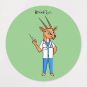 Cute Gemsbok antelope dokter cartoon Labels (Design 2)