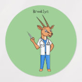 Cute Gemsbok antelope dokter cartoon Labels (Design 1)