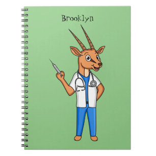 Cute Gemsbok antelope dokter cartoon Notitieboek