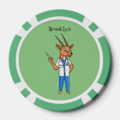 Cute Gemsbok antelope dokter cartoon Poker Chips (Achterkant)