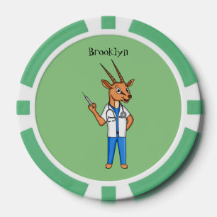 Cute Gemsbok antelope dokter cartoon Poker Chips