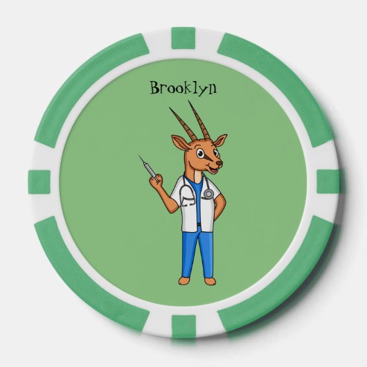 Cute Gemsbok antelope dokter cartoon Poker Chips (Voorkant)