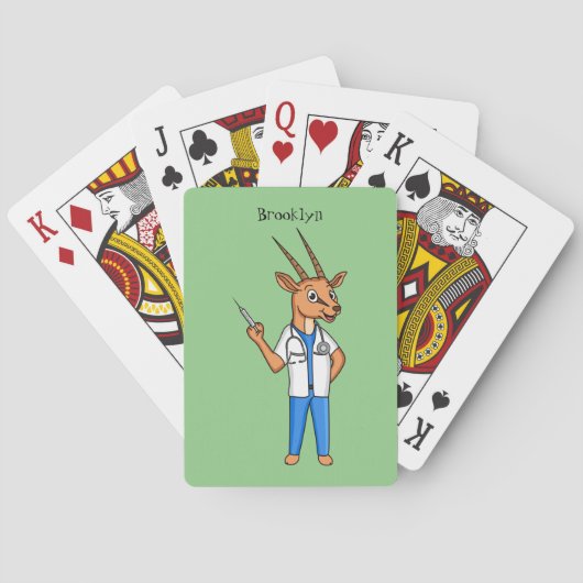 Cute Gemsbok antelope dokter cartoon Pokerkaarten (Achterkant)