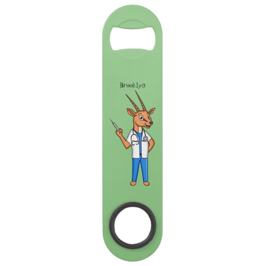 Cute Gemsbok antelope dokter cartoon Speed Flessenopener (Voorkant)