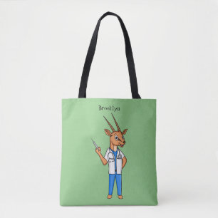 Cute Gemsbok antelope dokter cartoon Tote Bag