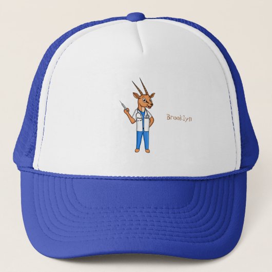 Cute Gemsbok antelope dokter cartoon Trucker Pet (Voorkant)