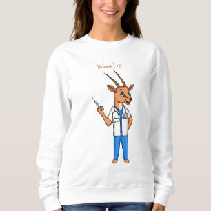 Cute Gemsbok antelope dokter cartoon Trui
