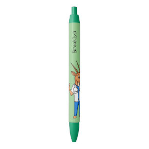 Cute Gemsbok antelope dokter cartoon Zwarte Inkt Pen