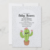 Cute Gender Neutral Cactus Plant Name Baby shower Kaart (Voorkant)