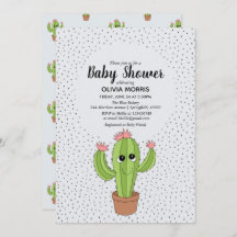 Cute Gender Neutral Cactus Plant Name Baby shower