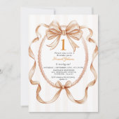 Cute Gender Neutral Coquette 1st Birthday Party Kaart (Voorkant)