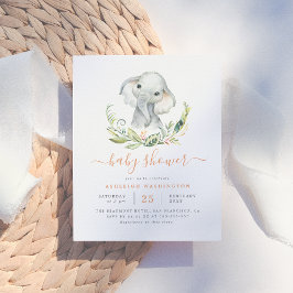 Cute Gender Neutral Elephant Baby shower Uitnodiging Briefkaart