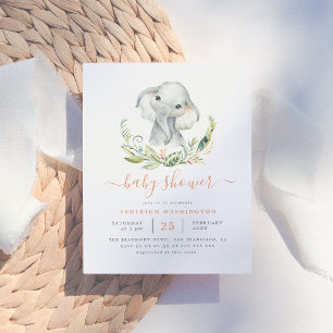 Cute Gender Neutral Elephant Baby shower Uitnodiging Briefkaart