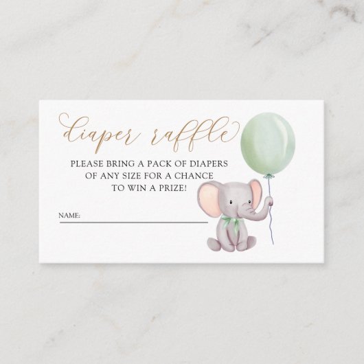 Cute Gender Neutral Elephant Diaper Raffle Informatiekaartje (Voorkant)