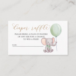 Cute Gender Neutral Elephant Diaper Raffle Informatiekaartje