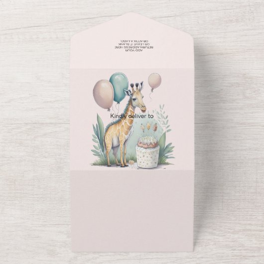 Cute Gender Neutral Giraffe Baby shower All In One Uitnodiging (Buitenkant)