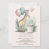 Cute Gender Neutral Giraffe Baby shower Kaart (Voorkant)