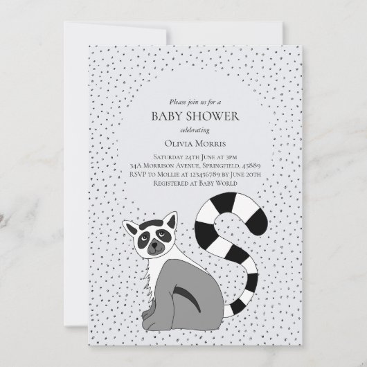 Cute Gender Neutral Oerwoud Lemur Name Baby shower Kaart (Voorkant)