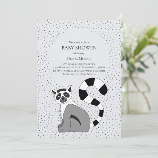 Cute Gender Neutral Oerwoud Lemur Name Baby shower Kaart (Staand voorkant)