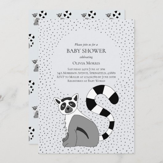 Cute Gender Neutral Oerwoud Lemur Name Baby shower Kaart (Voorkant / Achterkant)