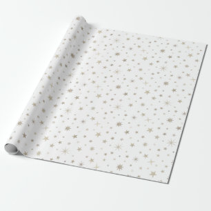 Cute Gender Neutral White Silver Star Baby shower Cadeaupapier